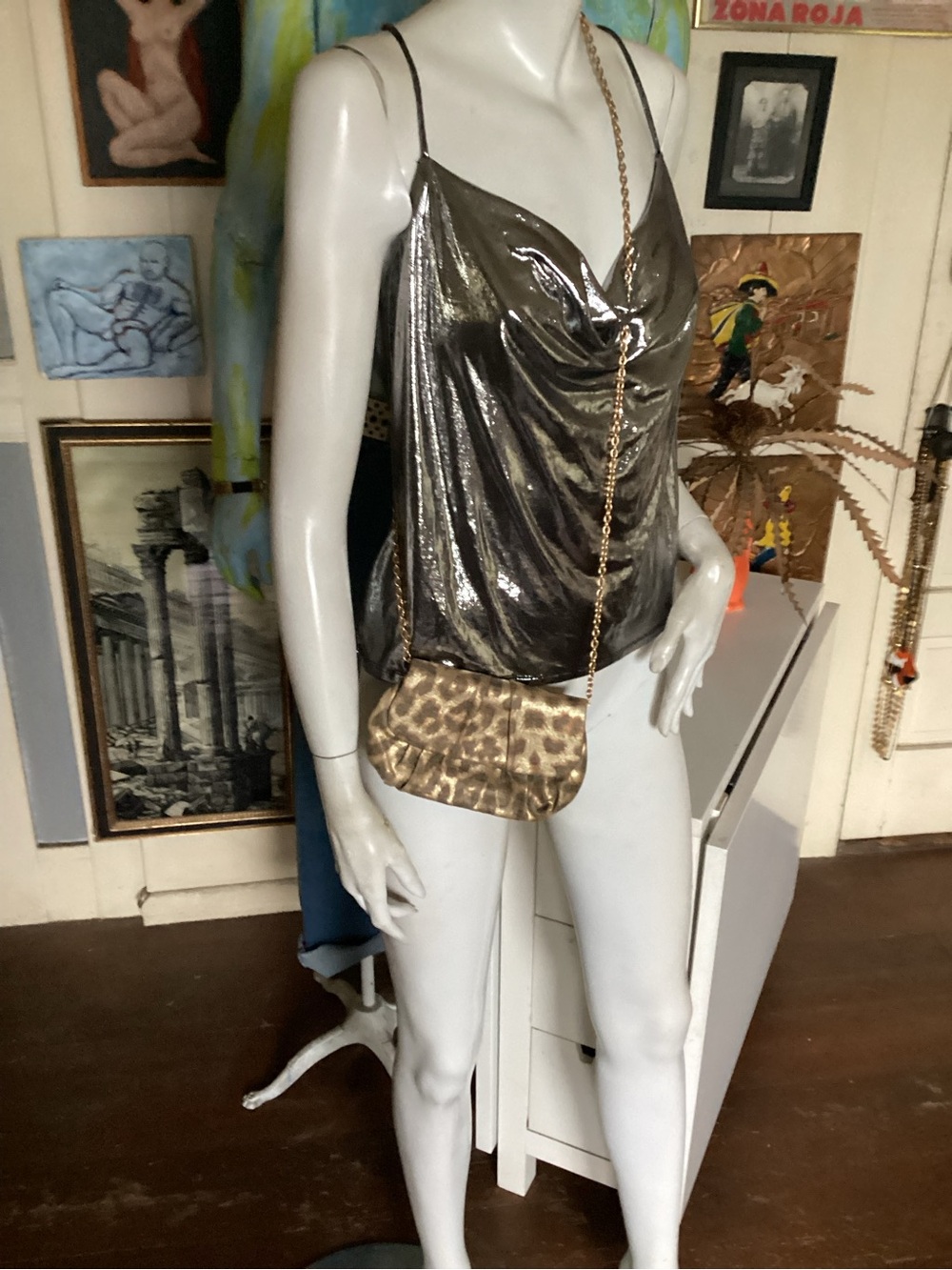 Inge Christopher for Whiting & Davis Leopard Print Fold-Over Clutch